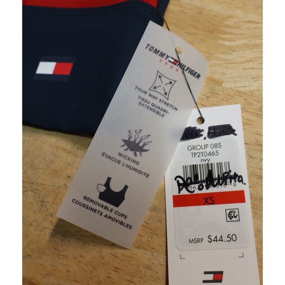 TOMMY HILFIGER SPORT Women's Performance Sports Bra XS Navy Blue Rich Red NWT - Picture 4 of 5